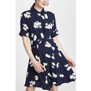 Ganni collared navy floral dress size 34